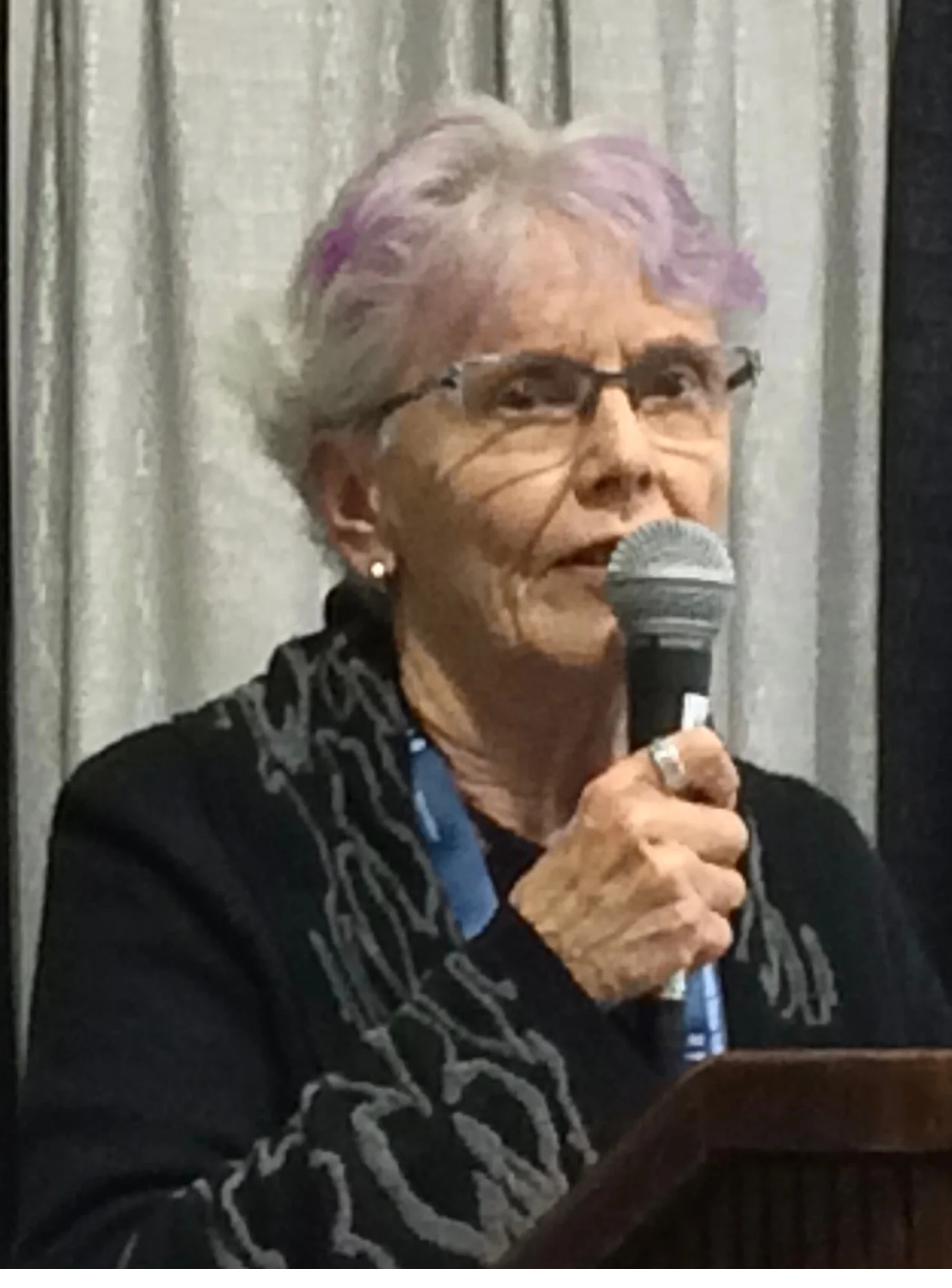 Mary Lou Dickinson speaking at the Ontario Library Association Super Conference, Toronto, 2019